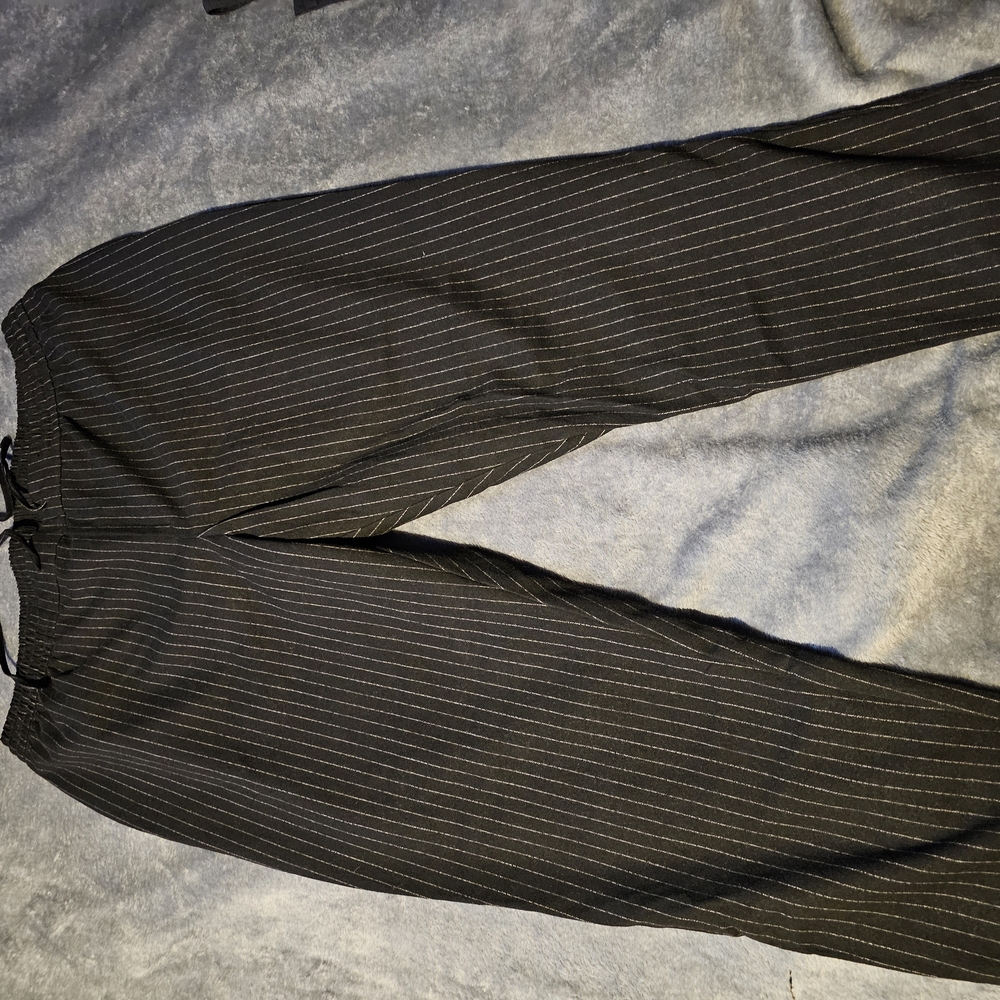 Old Navy Black and White Dress Pants with Pinstripe Pattern